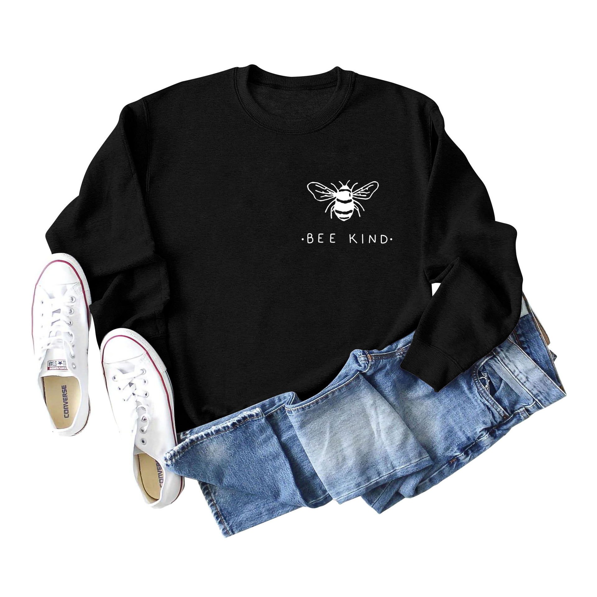 Estación independiente transfronteriza europea y americana abeja tipo cuello redondo Otoño e Invierno bottoming manga larga eBay más tamaño suéter para las mujeres