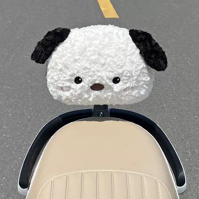 vehicles, suitable for both electric bikes – Electric car rear backrest - fluffy-little-white-dog-electric-vehicle-backrest-cushion-style