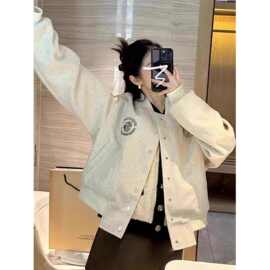 美拉德棒球服vibe风外套女秋冬爆款时髦小众宽松显瘦刺绣短款上衣