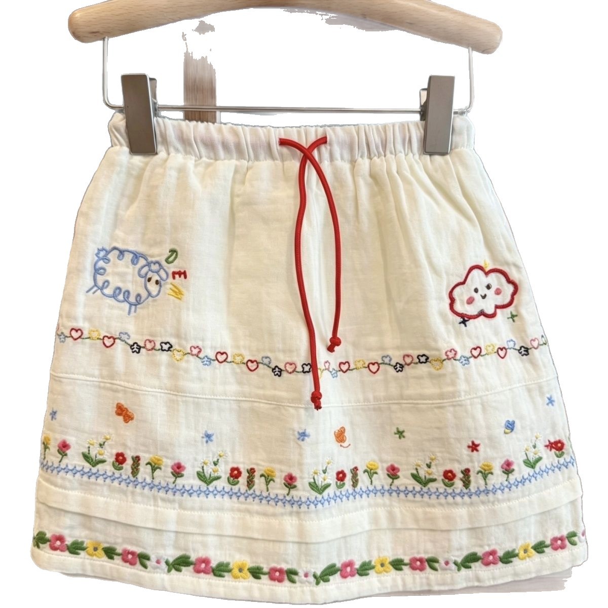 ¡Industria super pesada! Bosque bordado flores de cordero primavera y verano nuevo algodón falda de mitad para niños image 5