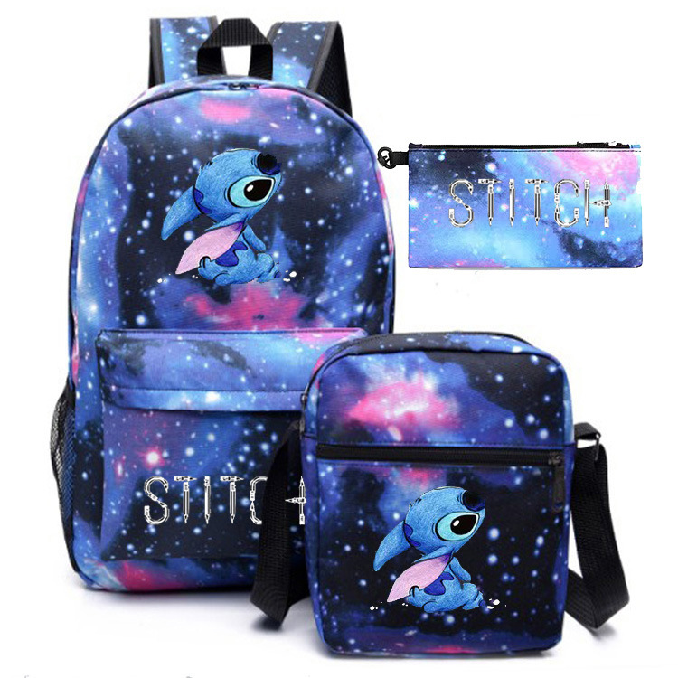 Puntada mochila bolsa de hombro Deportes masculino y femenino estudiante de secundaria bolsa de tres piezas conjunto estrella del bebé