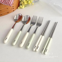 304ステンレス食器セット一人用箸スプーンセット高颜値携帯食器箸スプーン三点セット