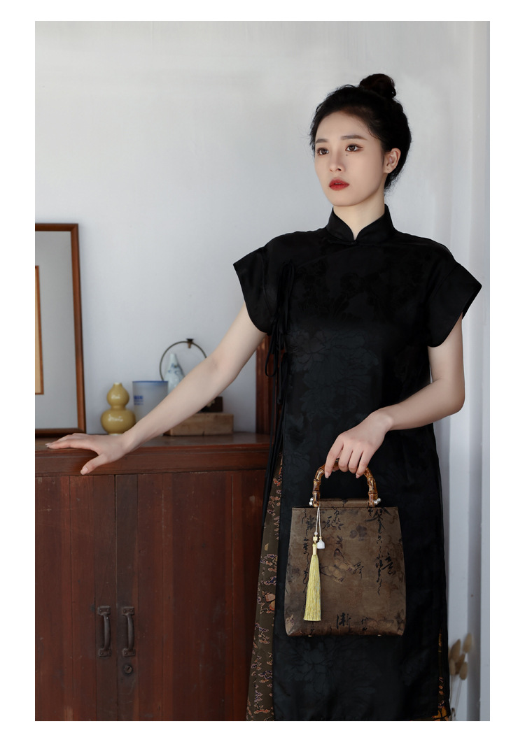 Yaji Xiangyun gaze, cheongsam en bambou, sac à main, nouveau Hanfu ancien, sac pour femmes de style chinois, jupe, sac à main_voghion.com