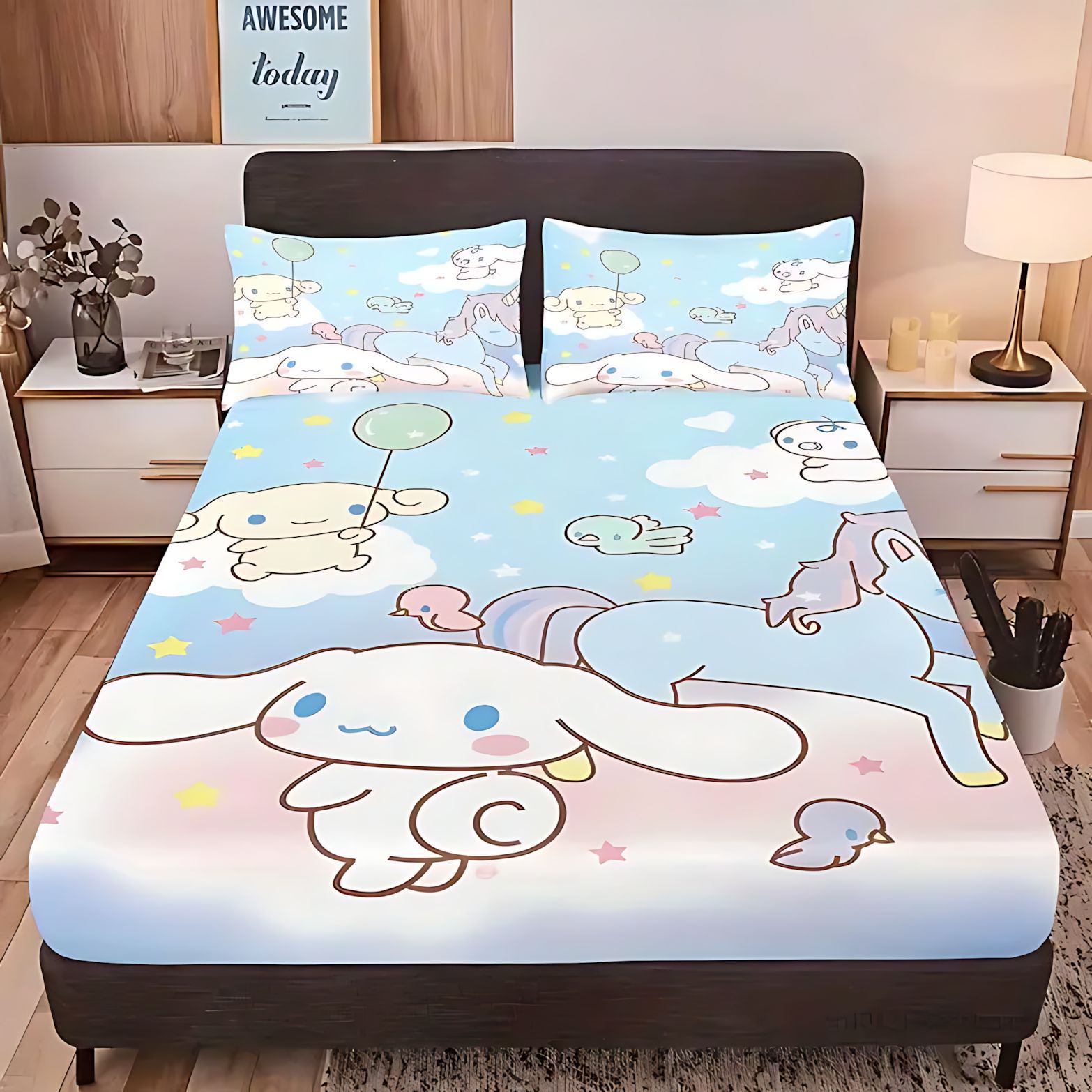 TEMU / JIT Cute Sanrio Jade Gui Dog 3D impresión digital cama Kashi almohada cubierta de ropa de cama