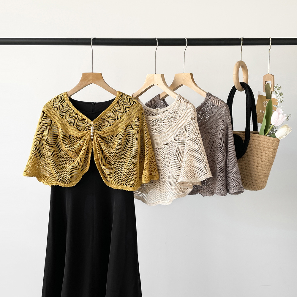 Neuer Sonnenschutz-Strickschal aus Eisseide, hochwertiges Seidenschal-Set für Damen, Kopftuch, Armschal (mit Seidenschal-Schnalle)_voghion.com