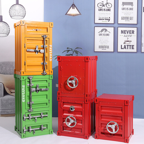 Industrial style iron bedside table storage cabinet Creative small distressed container cabinet bedside retro storage cabinet