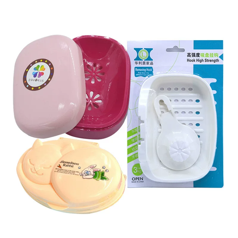 Plastic soap holder, cover with lid, drying rack for home use