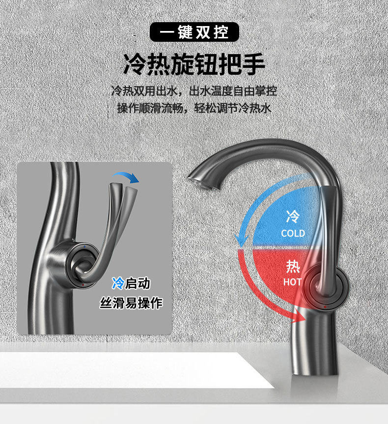 New retro faucet, household washbasin, bathroom cold and hot washbasin, black factory wholesale, cream white undefined
