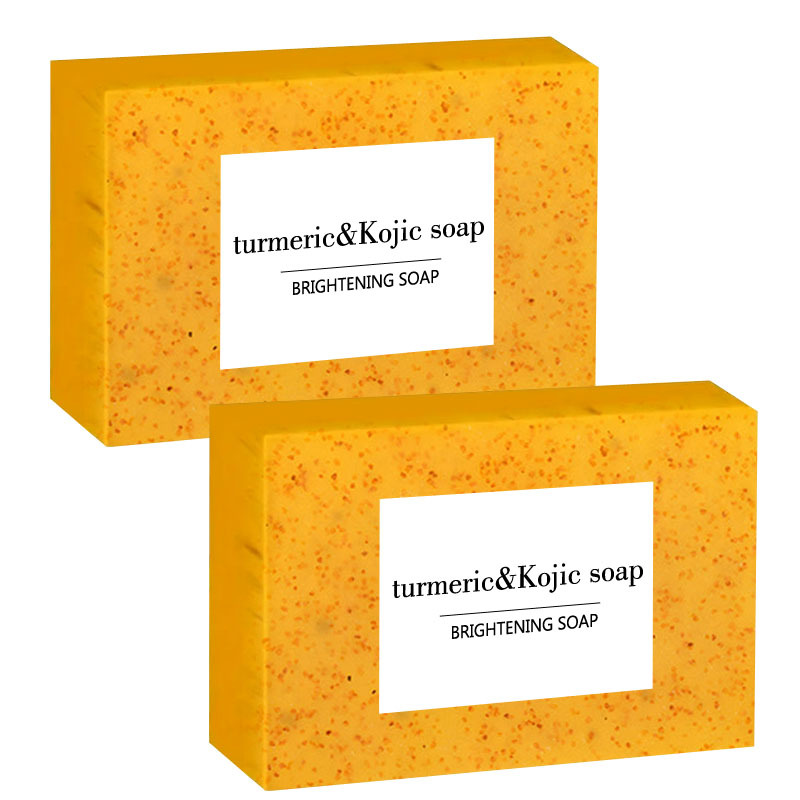 Turmeric Soap Lemon Particles Kojic Acid Soap Frosted Soap Cross-border Foreign Trade Europe and America TK English Amazon Soap in stock