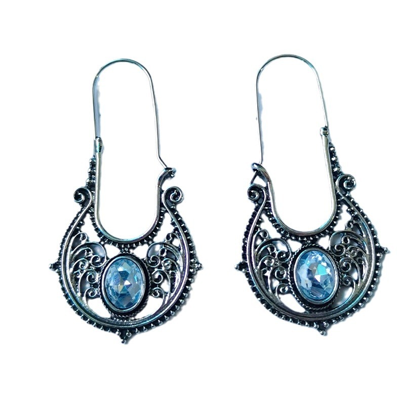 Yunjin Venta caliente europea y americana Bohemia retro pendientes huecos en forma de gota pendientes de plata antiguos transfronterizos exclusivos