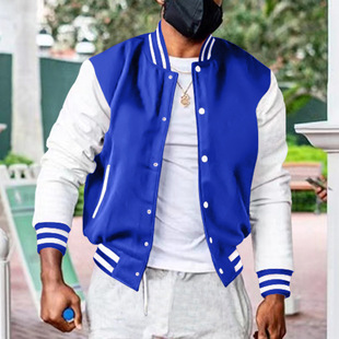 Cross-border baseball uniform men's autumn and winter fleece classic loose casual stand collar button men's baseball uniform flight jacket