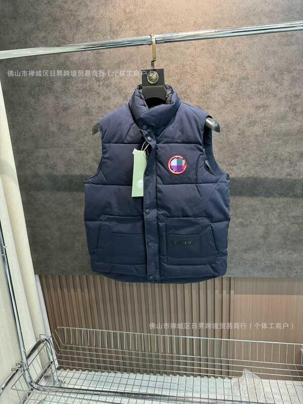 2025冬季新款大鹅排骨羽绒棉服马甲男女同款刺绣立领保暖背心外套|undefined