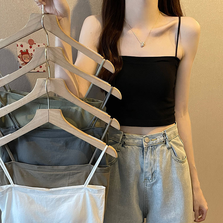 Summer Explosions 1803 Sling Solid Color Beautiful Back Vest Integrated with Chest Pad Wrap Chest Outer Wear Base Short Top Summer Explosions 1803 Sling Solid Color Beautiful Back Vest Integrated with Chest Pad Wrap Chest Outer Wear Base Short Top