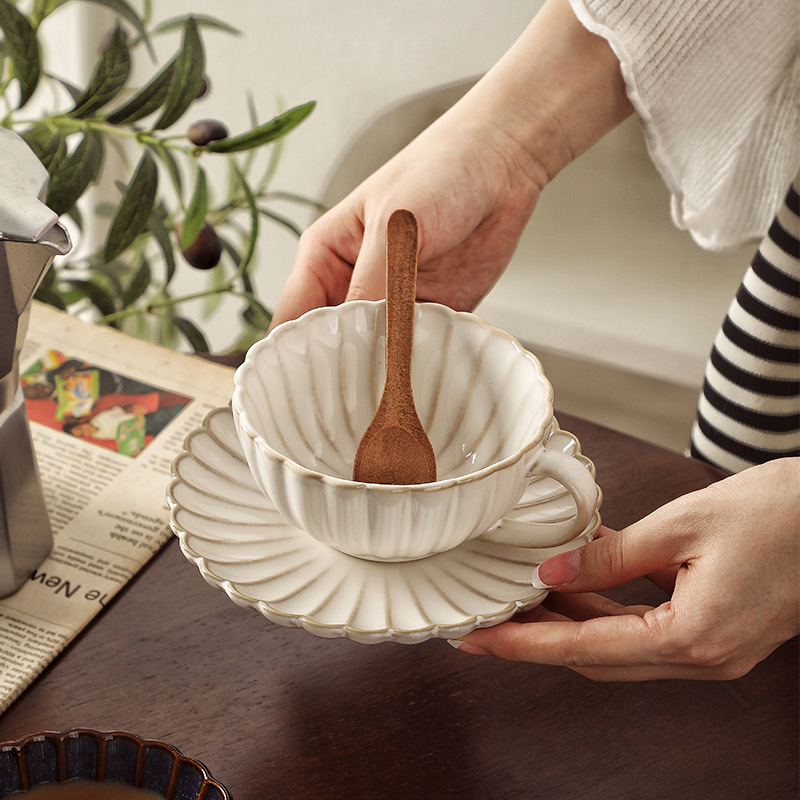 見栄えの良い大型マグカップ朝食オートミールカップオフィスコーヒーカップヨーグルトカップ大容量カップとソーサー付きレトロ|undefined