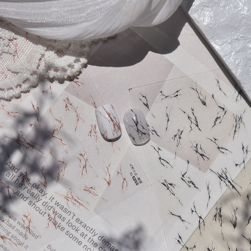 Tomoni Thin and Tough Manicure Stickers Simple Art Nail Stickers High-End Ultra-Thin Smudged Marble Material