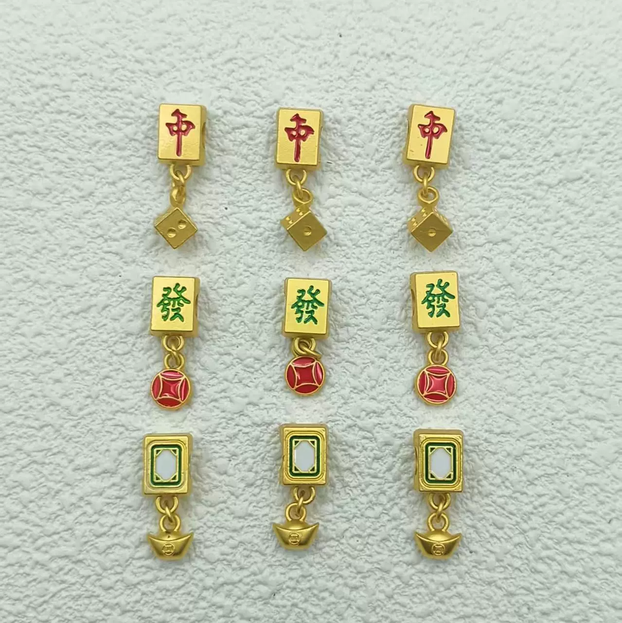 新中式古法沙金滴油国粹麻将牌转运隔珠 diy手链串珠吊坠饰品配件