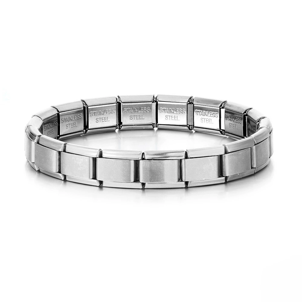 Italian module bracelet, elastic stitching titanium charm strap, multi-color stainless finish