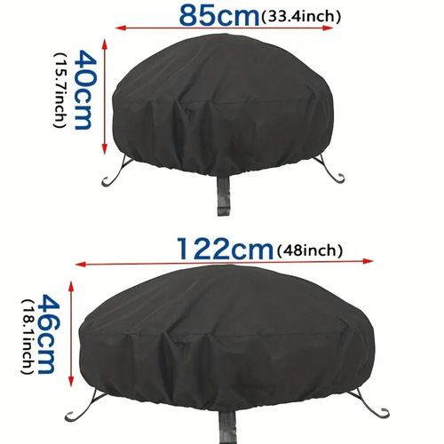 Fire Pit Cover Fire Bowl Cover Waterproof Dustproof Sunproof TEMU Hot Selling Cover for BBQ Grill Cross-border Outdoor Round