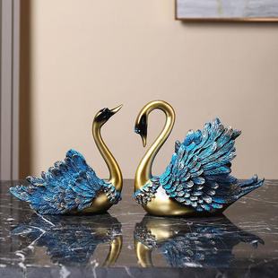 Large European Modern Couple Swan Ornaments Living Room Storage Ornaments High-End Swan Wine Cabinet Decoration Wedding Gifts
