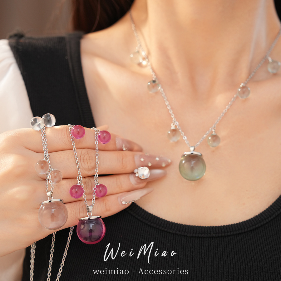 Resina de acero inoxidable collar redondo de geometría lujoso ligero nicho collar de clavícula de moda simple conjunto de joyas diarias versátiles