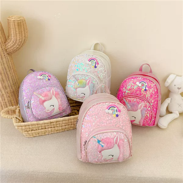 New Cartoon Children's Bag Cute Baby Bag Kindergarten Girl Sequin Backpack Girls' Accessories Backpack