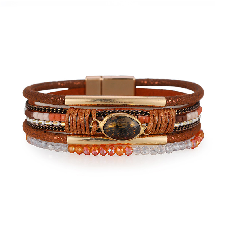 Bohemian Geometric Pu Leather Braid Artificial Crystal Women's Bracelets display picture 4