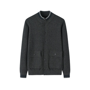 Autumn and Winter New Cashmere Cardigan Men's 40 Velvet Half-High Tie Pocket Single-Breasted Thickeneded Casual Knitted Jacket to Heattech