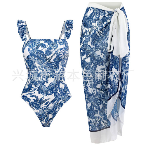 Printed High-Waisted Bikini Thermal One-Piece Swimsuit Women's Premium Style