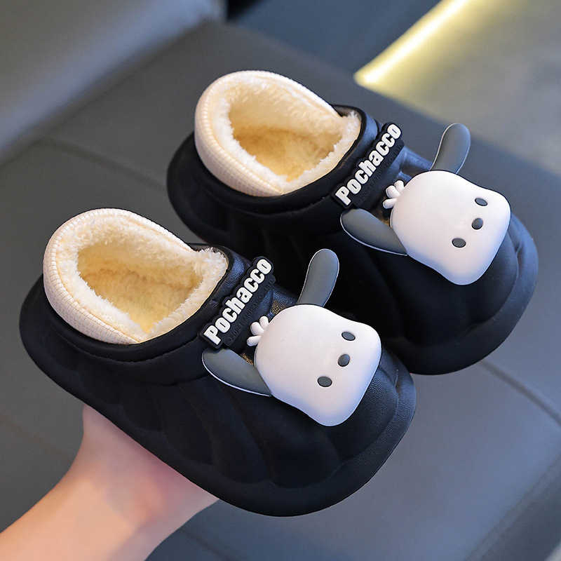 Sanliou zapatillas de algodón de invierno para niños, niñas y niñas, calentamiento y caucho, depósito impermeable Lomi, zapatos de talón de algodón para padres e hijos.