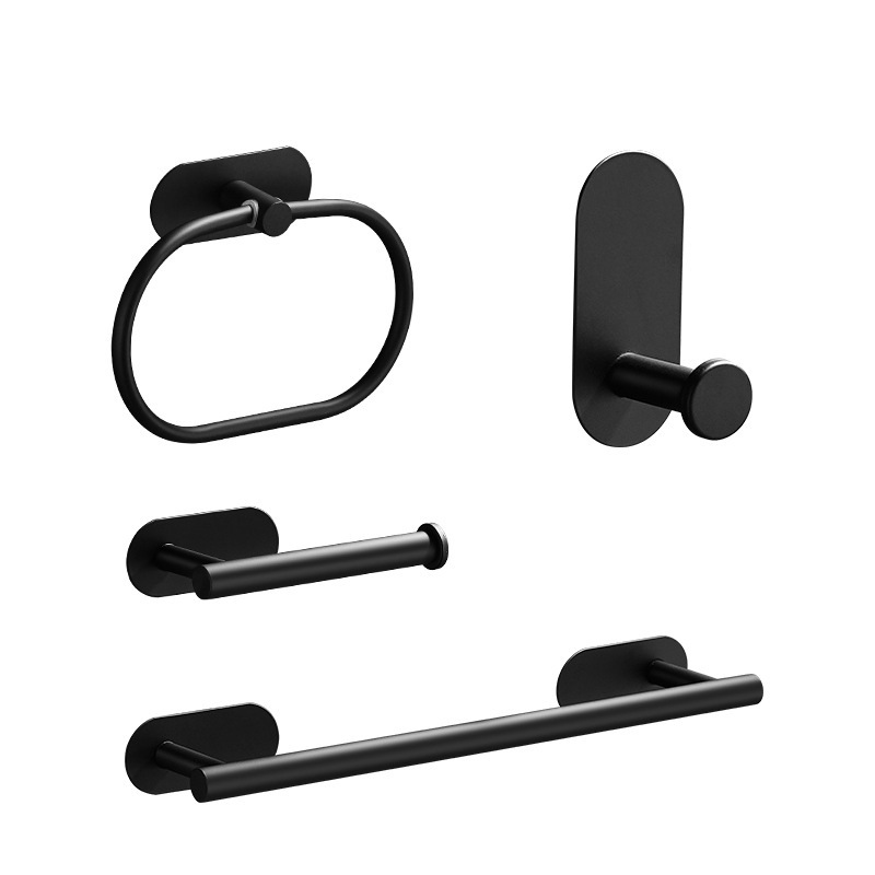 Juego de toallero 304 Juego de toallero de almacenamiento de pared de baño, toallero de toalla de papel, gancho, juego de toallero de baño sin perforación