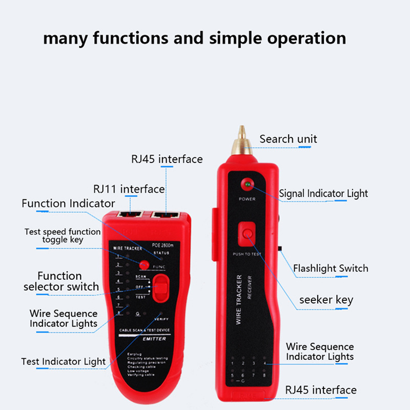 Buscador de línea multifuncional prueba de red POE anti-quema patrulla de línea inspección de línea prueba de línea anti-interferencia de varios colores disponibles