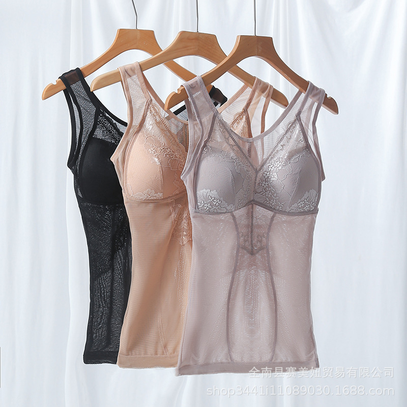 Foreign Trade Wholesale Thin Shapewear Women's Large Size Tummy Control Corset with Chest Pad Slim Body Vest Ultra-Thin Corset