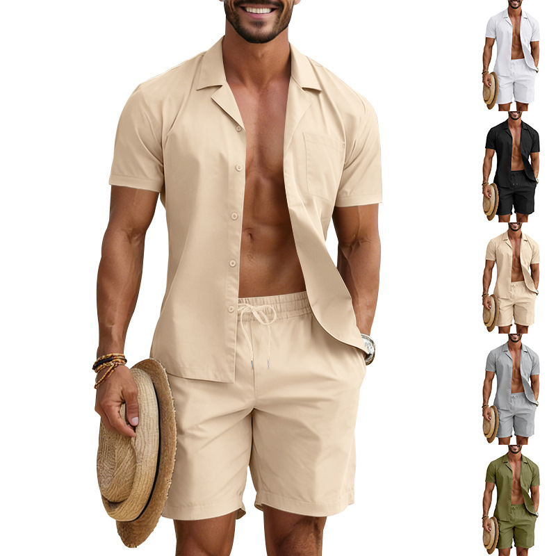 Men's Casual Summer Outfit Set | Loose Fit Beach Shirt & Shorts | Trendy Vacation Wear For Hot Weather_viptrois.com