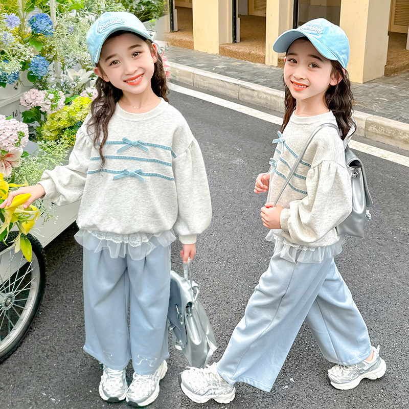 2025新款圆领领两件套百搭中小童时尚童装卫衣秋季套装儿童女童|undefined