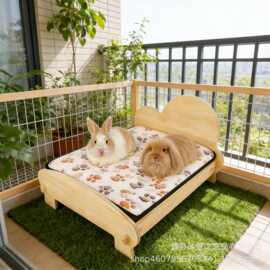 实木狗窝四季通用猫窝宠物床离地兔子床小型犬宠物窝猫窝睡觉用