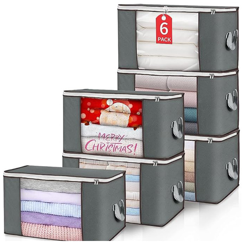 Foldable Large Storage Bag Clothes Storage and Organization Blanket Quilt Clothes Pillow Toys with Reinforced Handles