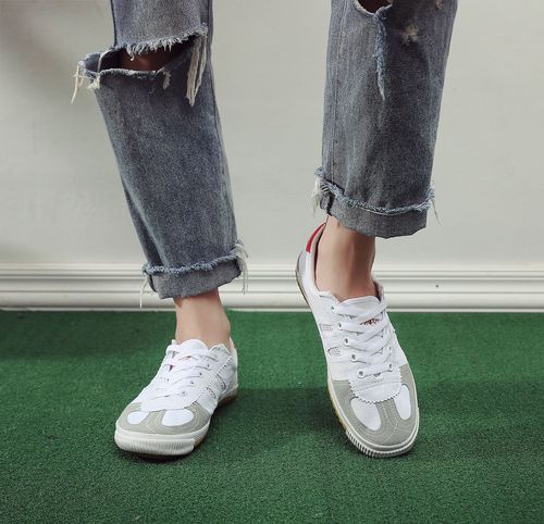 New white training volleyball shoes sports competition soft sole breathable canvas training shoes martial arts shoes drop shipping