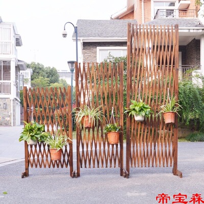 Carbonize Anticorrosive wood enclosure outdoors grid solid wood fence courtyard Wooden fence guardrail Telescoping Seine partition