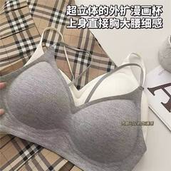 无痕运动内衣女一体式固定杯漫画胸无钢圈细肩带小胸聚拢显大文胸