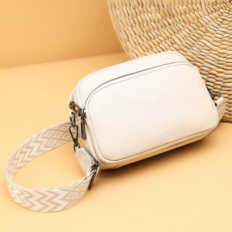 Bolso de piel de vaca de primera capa transfronteriza para mujer nueva moda simple lychee patrón bolso de hombro texturizado cuero genuino crossbody pequeño bolso cuadrado