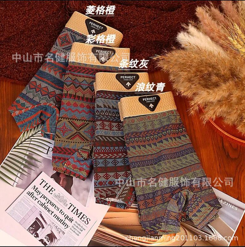 内裤女款纯棉2025新款爆款平角裤复古民族风安全防走光女生打底裤|undefined