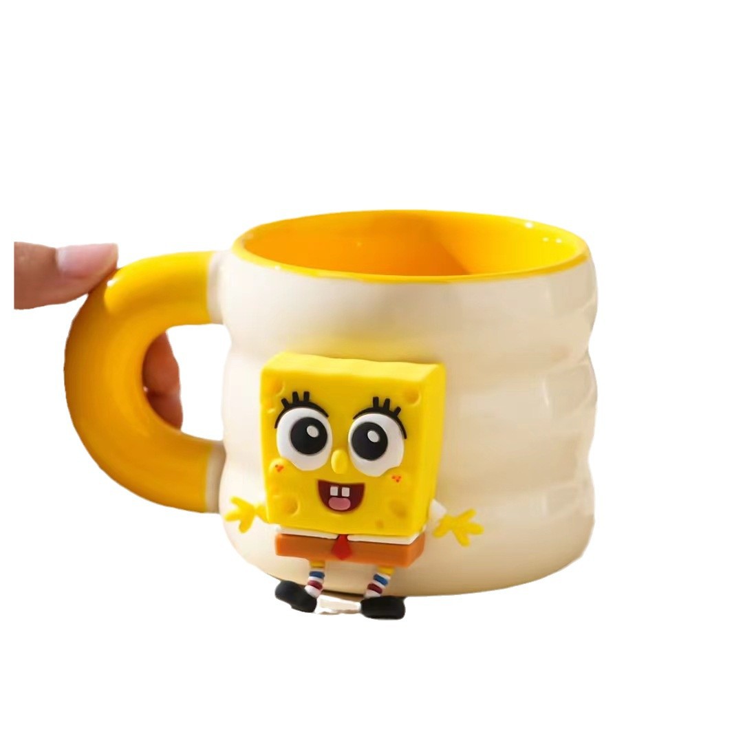Taza Bob Esponja autorizada genuina Personalidad Dibujos animados Pai Daxing Taza de desayuno de cerámica Taza de café de regalo Creatividad