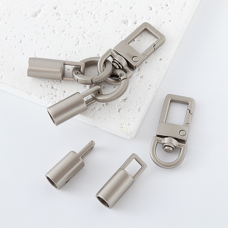 High-end square mobile phone strap 5-piece set with spring ring, pearl, square clasp, bell, DIY keychain, bag hanging accessory