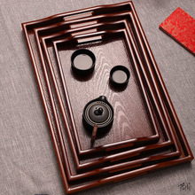 美容院托盘茶水盘商务服务员茶盘实木塑料日式盘子家用水杯客房