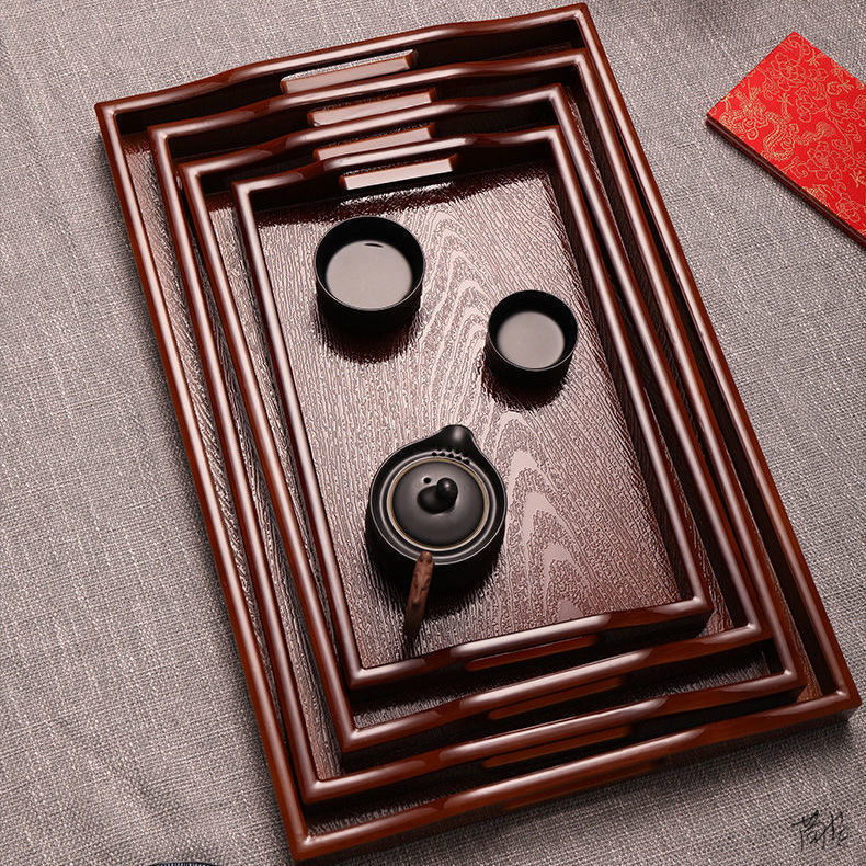 美容院托盘茶水盘商务服务员茶盘实木塑料日式盘子家用水杯客房