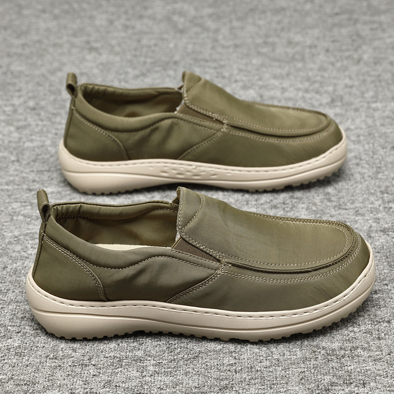 Men's Thick-Soled Cloth Shoes 2024 New Flats Soft-Soled Breathable Casual Sneakers Lightweight Slip-On Lazy Loafers