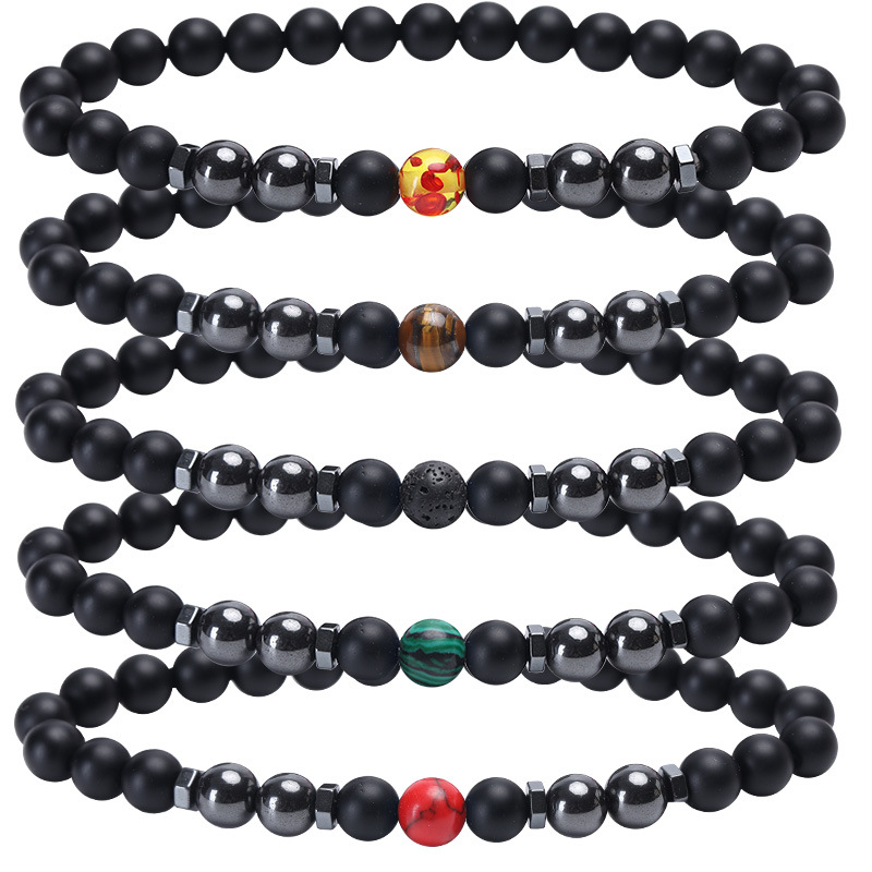 Fashion Solid Color Black Beads Haematite Beaded Womenu0027S Anklet 1 Piece