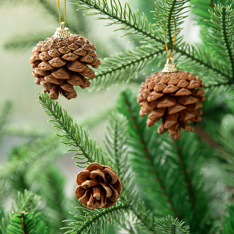 Decoraciones navideñas de piñas, adornos para árboles de Navidad, decoraciones navideñas, adornos colgantes, flores secas al por mayor