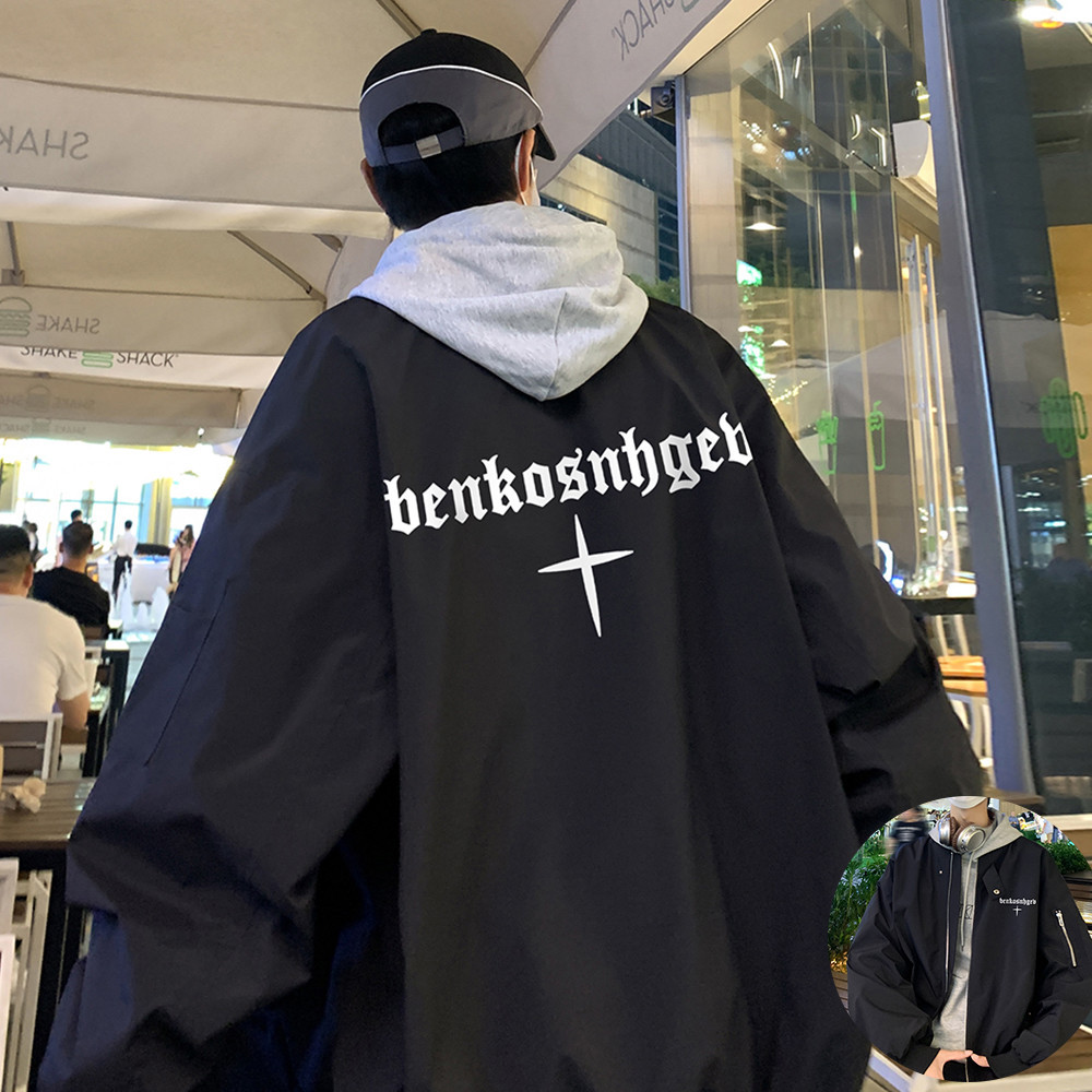 跨境加肥加大码外套男春秋新款潮流宽松棒球服胖子薄外套港风夹克