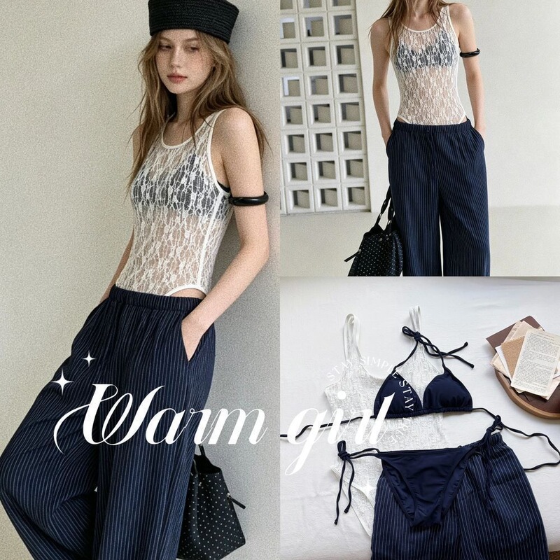 【Pacadochi】Niche, high-end, resort-style, and sophisticated four-piece bikini set for a chic vacation look 【Pacadochi】Niche, high-end, resort-style, and sophisticated four-piece bikini set for a chic vacation look